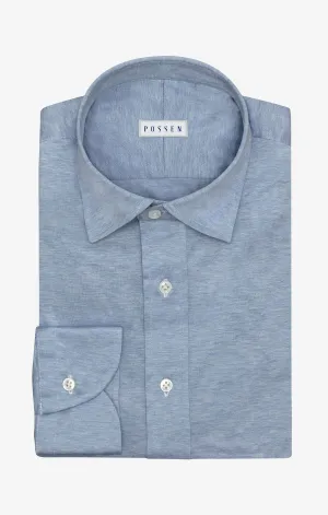 Canclini Light Sky Blue Mélange Pure Cotton Jersey