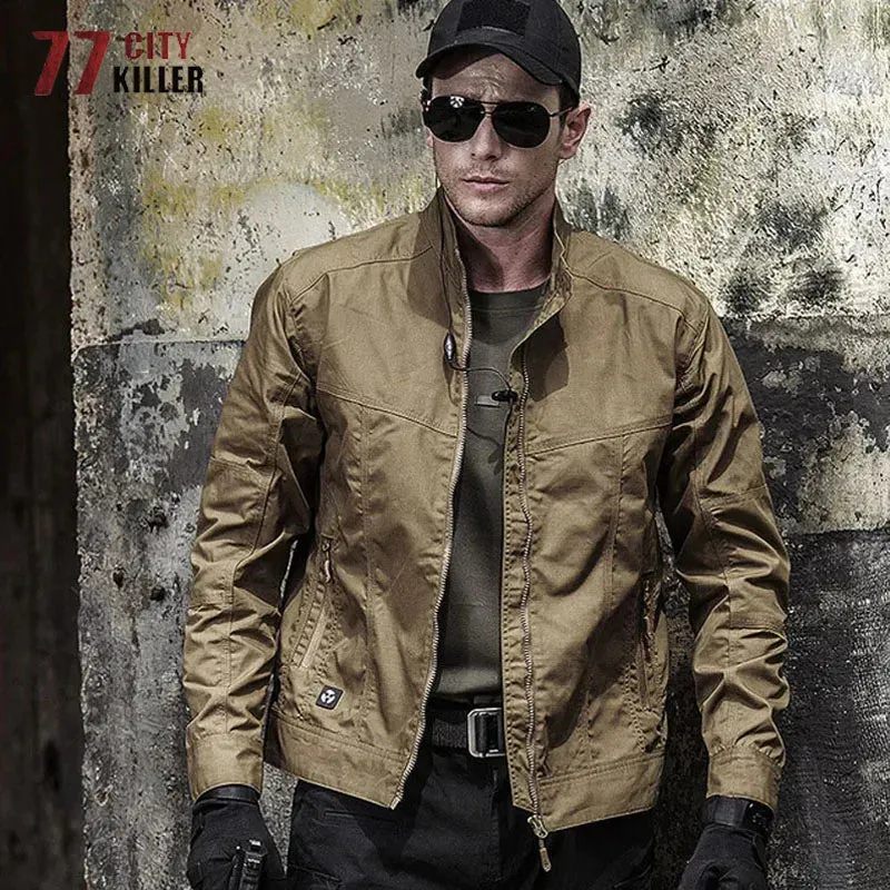 Cargo Tactical Jacket Men Wear-resistant Waterproof Breathable Casual Coats Male Outdoor Commute Hiking Climbing Mens Jackets