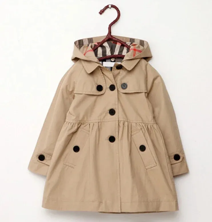 Children Girls Sweatshirt Long Style Hooded Coat for Girl Kids Jacket Red Windbreaker Coat