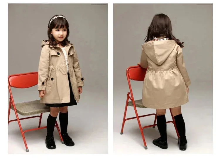 Children Girls Sweatshirt Long Style Hooded Coat for Girl Kids Jacket Red Windbreaker Coat