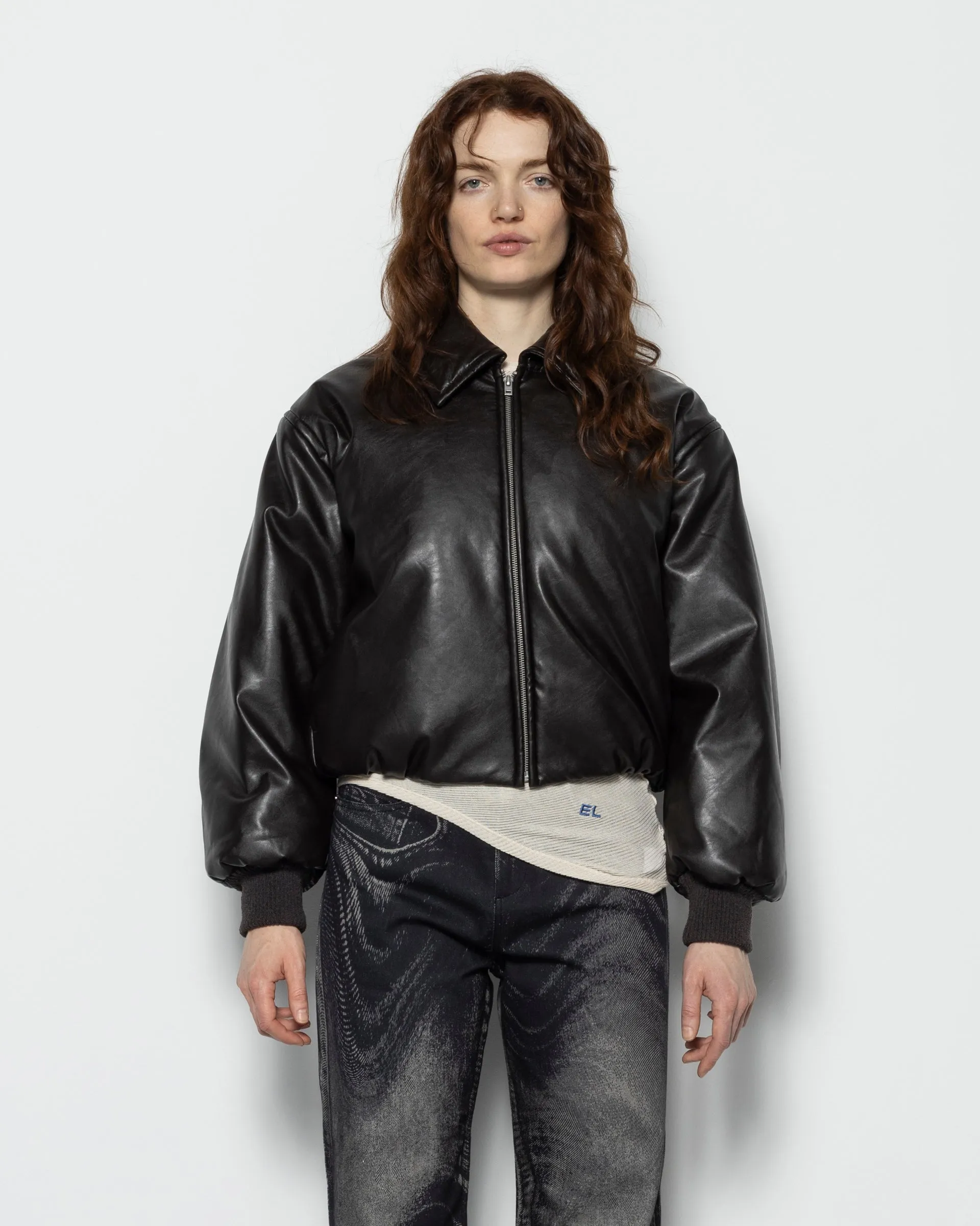 Coated Bomber Jacket in Dark Brown