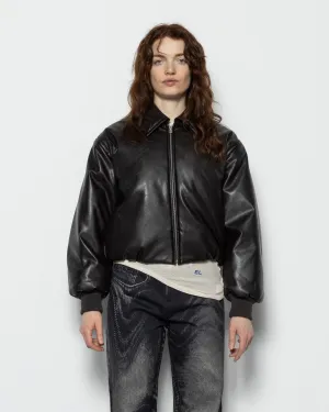 Coated Bomber Jacket in Dark Brown