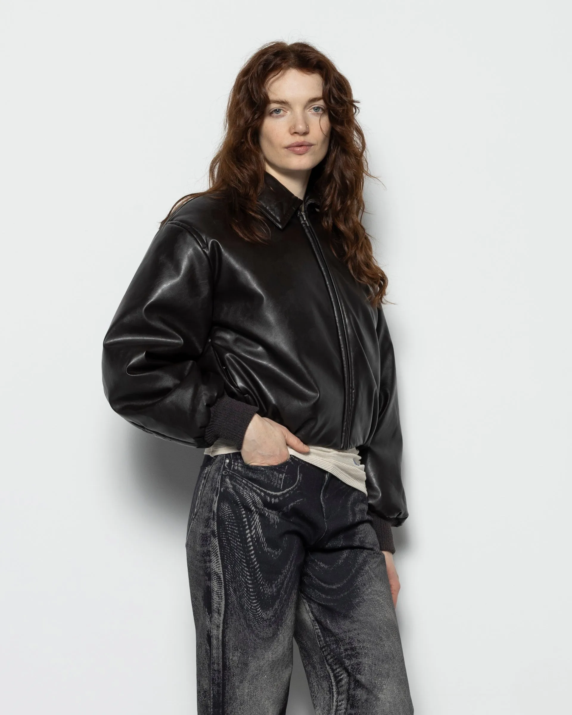 Coated Bomber Jacket in Dark Brown