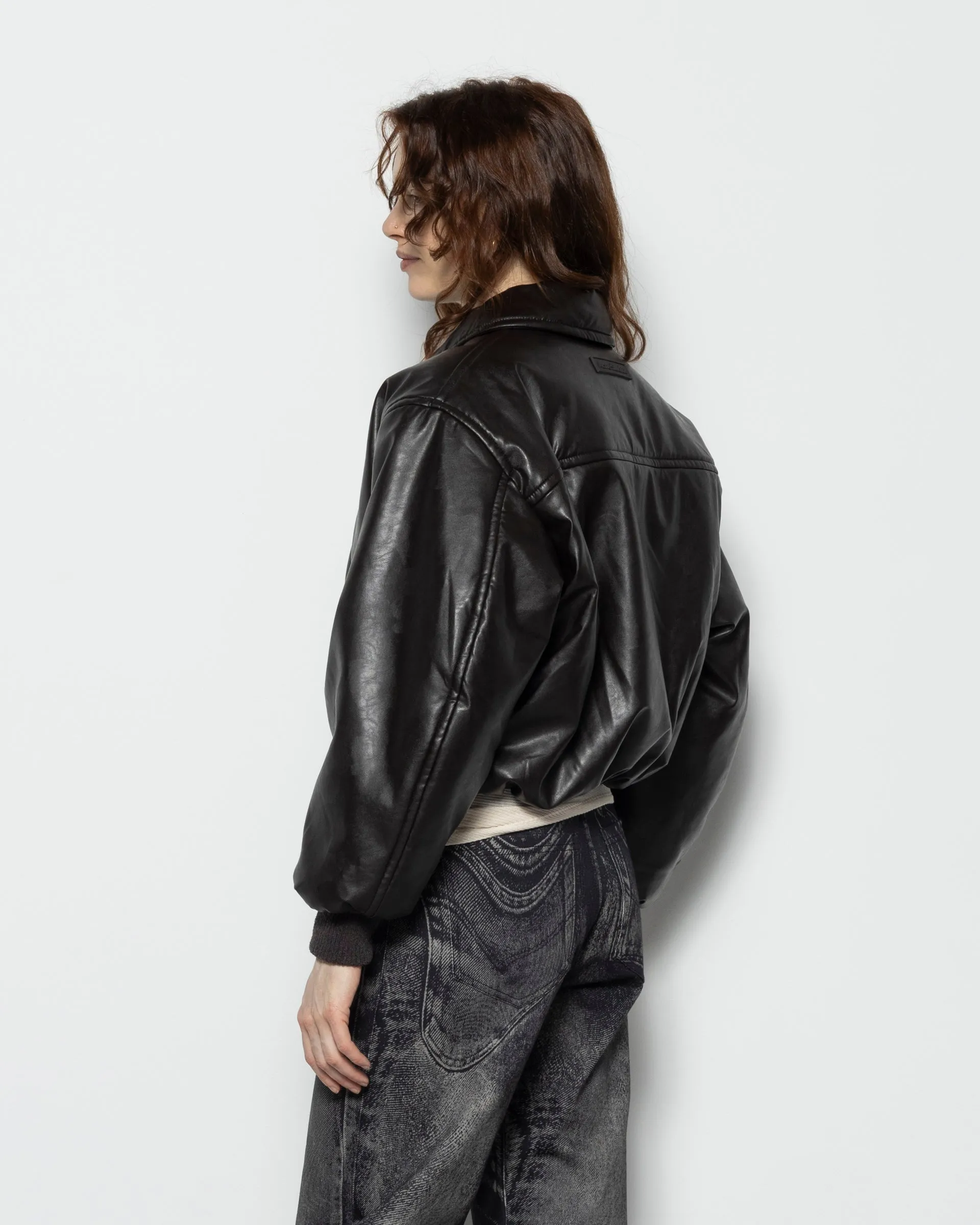 Coated Bomber Jacket in Dark Brown