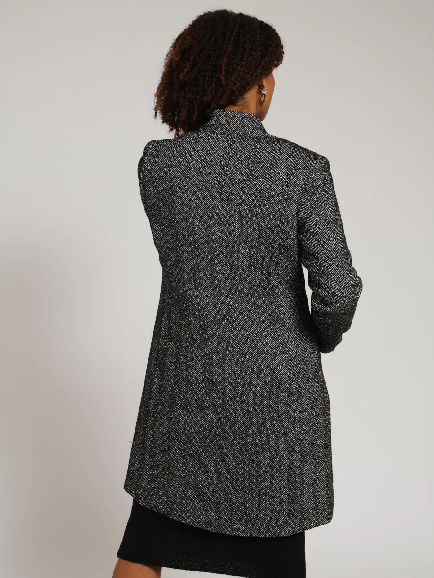 Collarless Coat - Grey