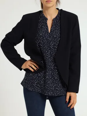 Collarless Popover Blazer - Navy
