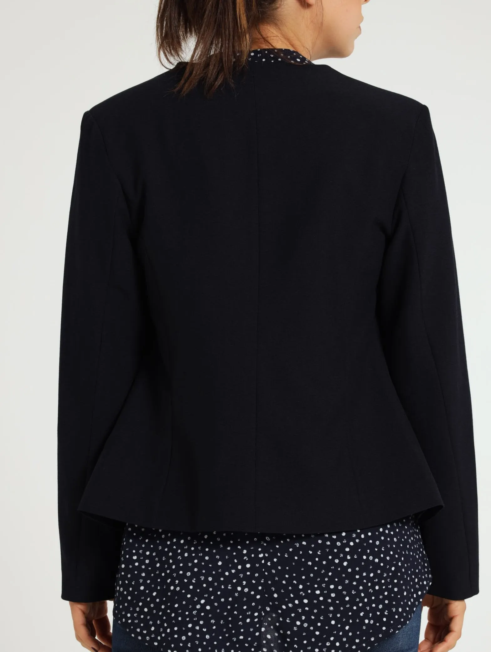Collarless Popover Blazer - Navy