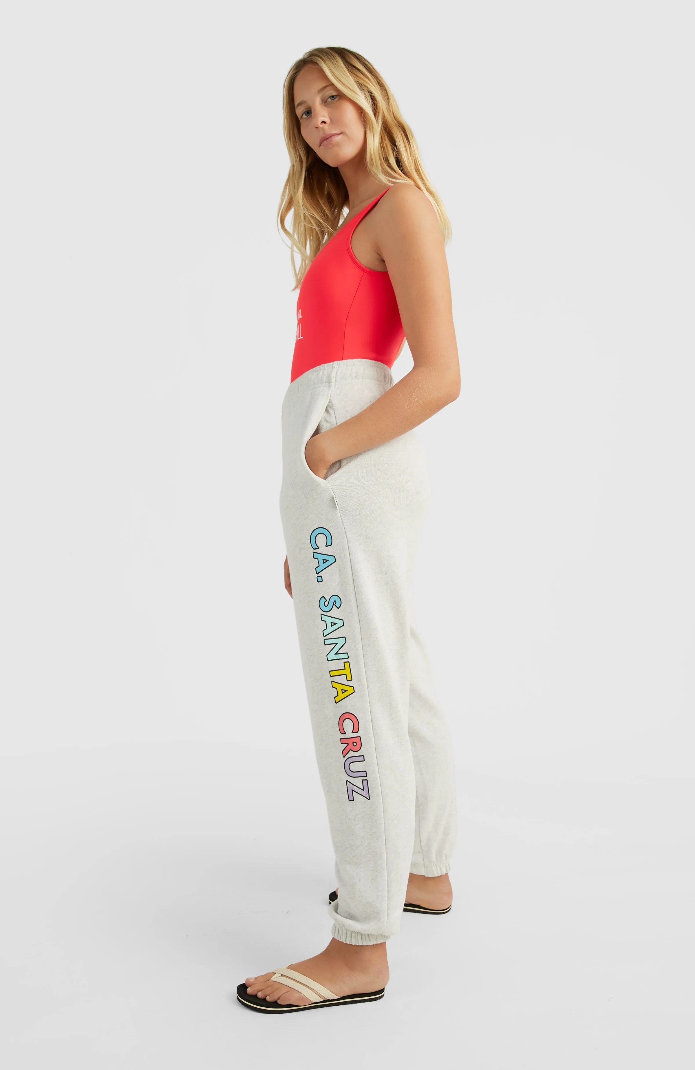 Connective High-Waist Jogginghose | White Melange