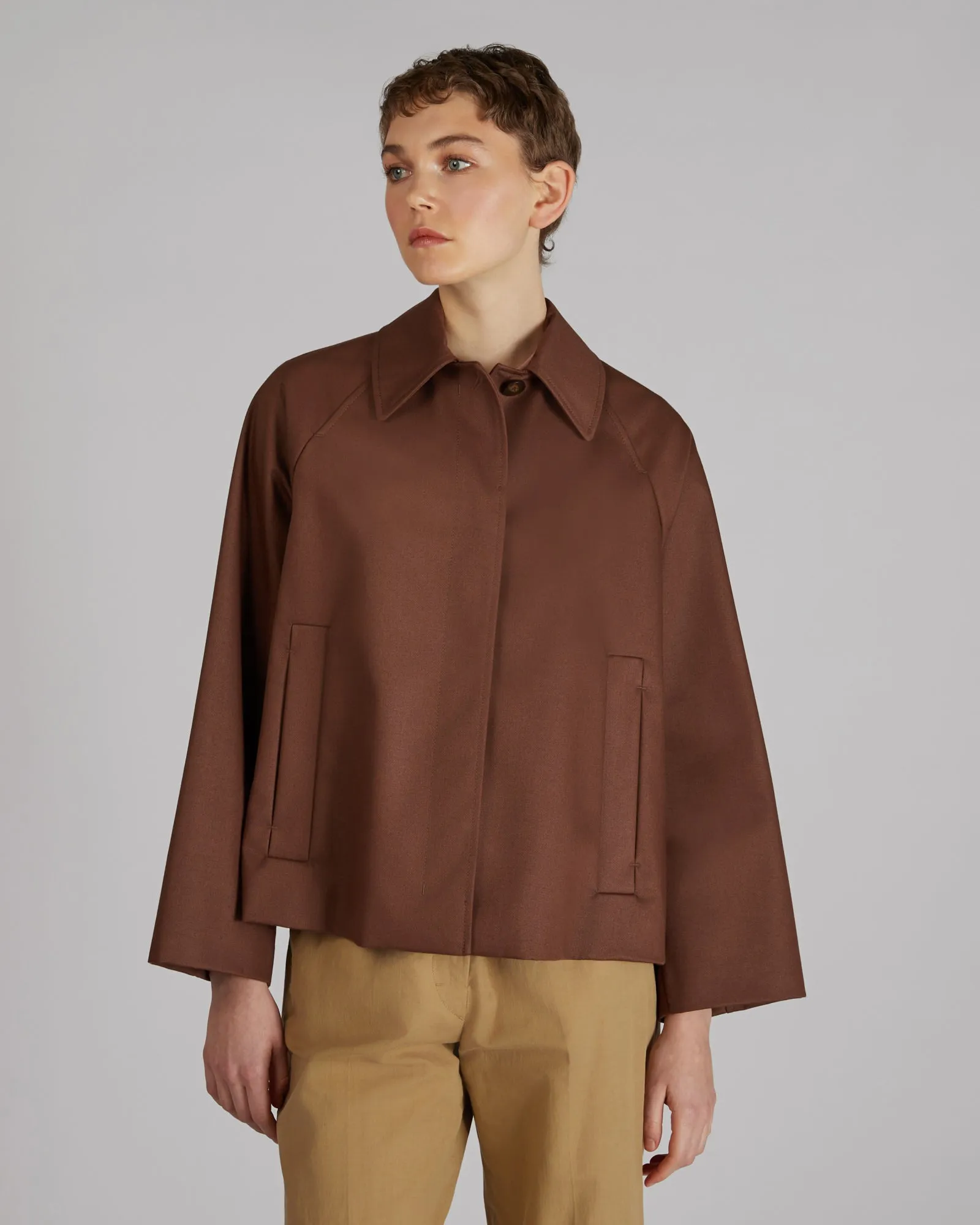 Cotton gabardine pea coat