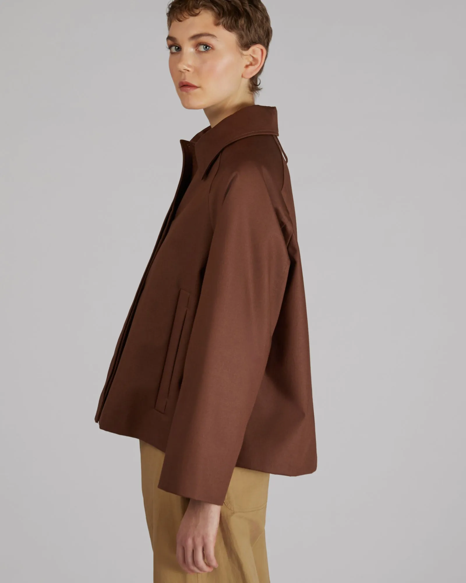 Cotton gabardine pea coat