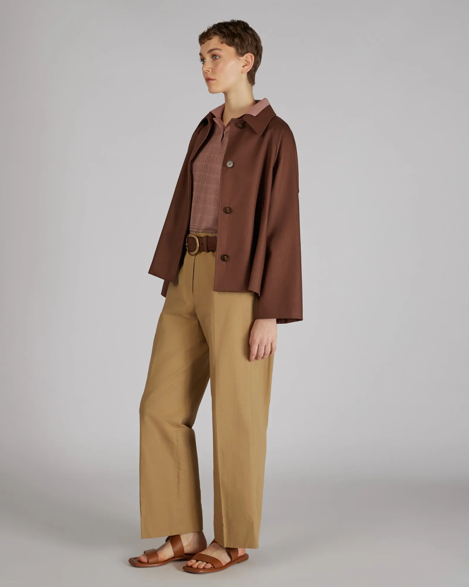 Cotton gabardine pea coat