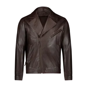 Custom Leather Biker Jacket - Brown