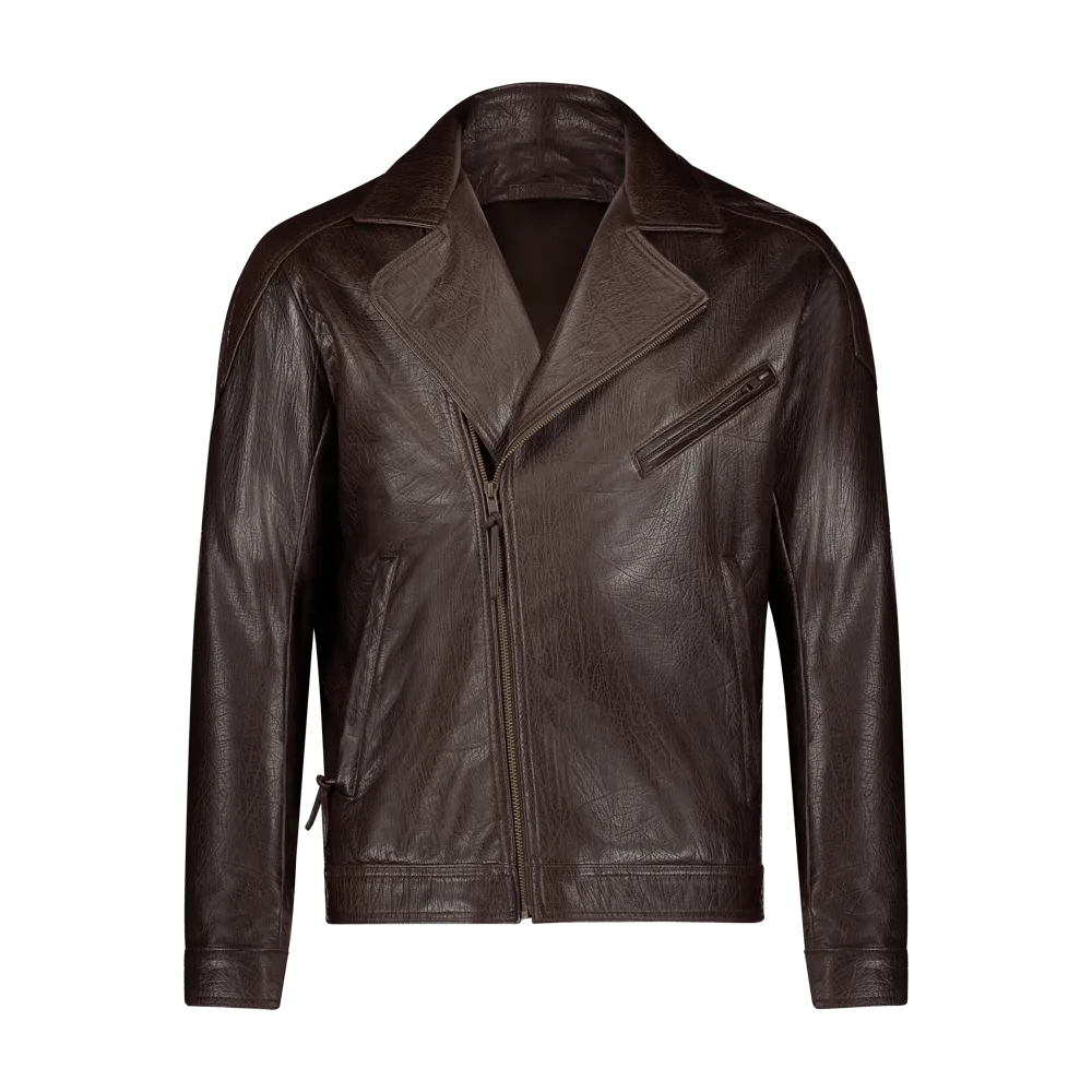 Custom Leather Biker Jacket - Brown