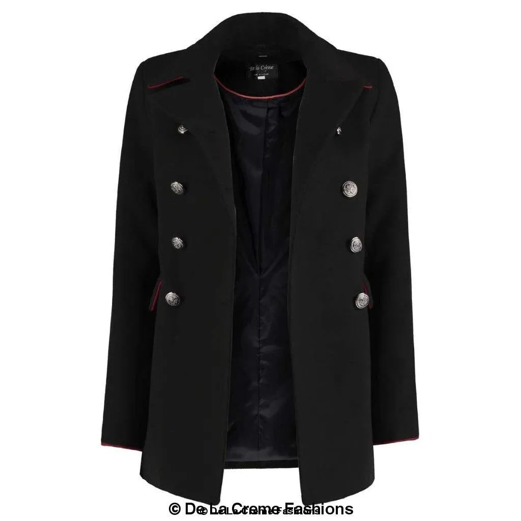 De La Creme Womens Military Style Pea Coat