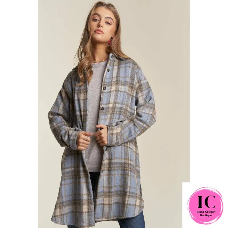 Do What You Can Blue Flannel Shacket
