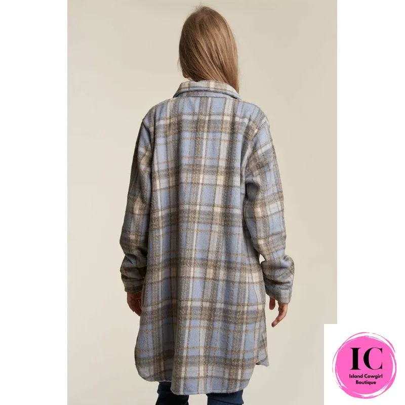 Do What You Can Blue Flannel Shacket