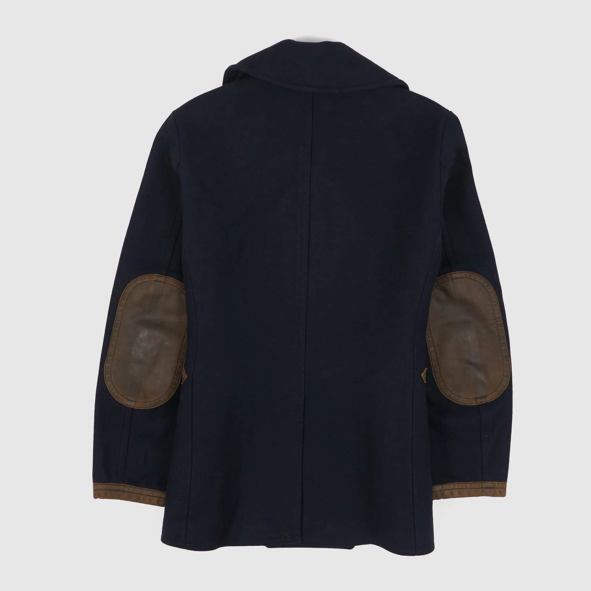 Double RL Wool Leather-Trim Peacoat