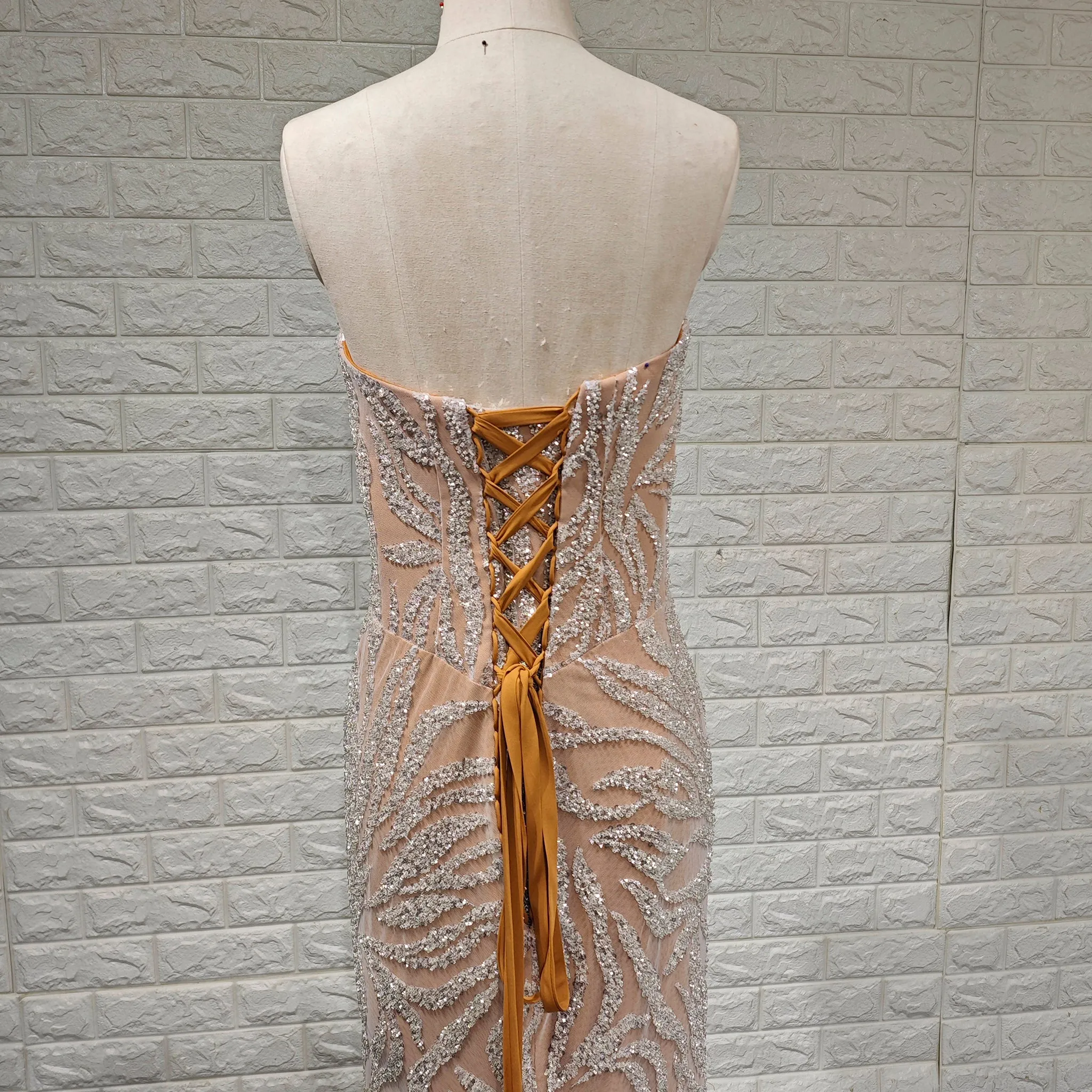 Elegant Women V Neck Sequin Maxi Evening Dress with Sparkly