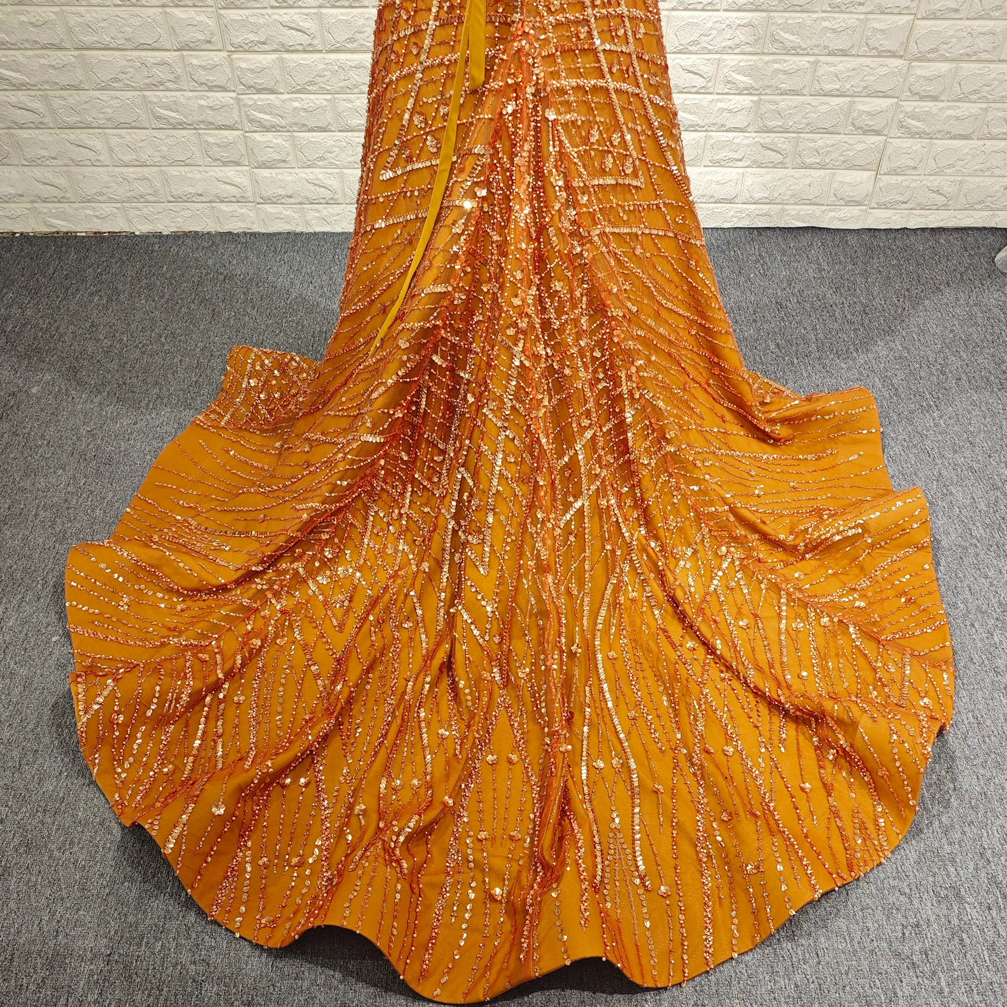 Elegant Women V Neck Sequin Maxi Evening Dress with Sparkly