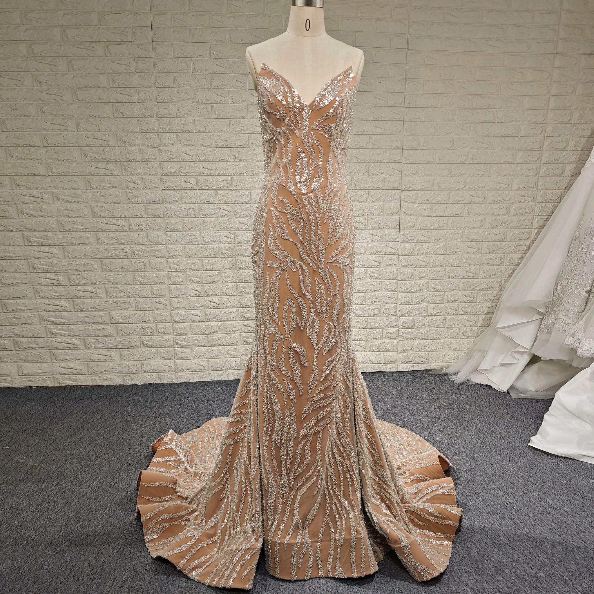 Elegant Women V Neck Sequin Maxi Evening Dress with Sparkly