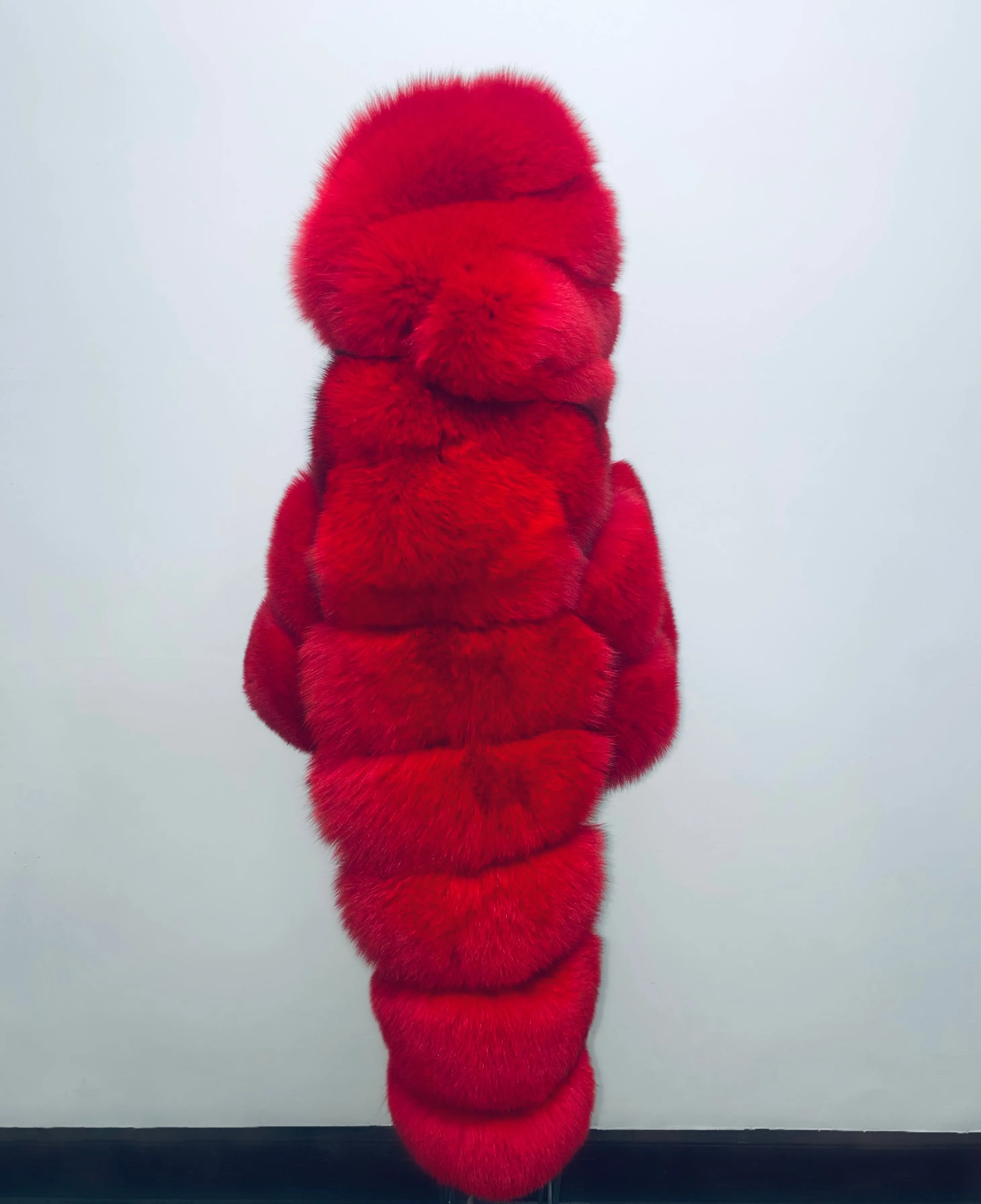 Fallon Aurielle Cherrie Fox Fur Zipper Jacket (Red)