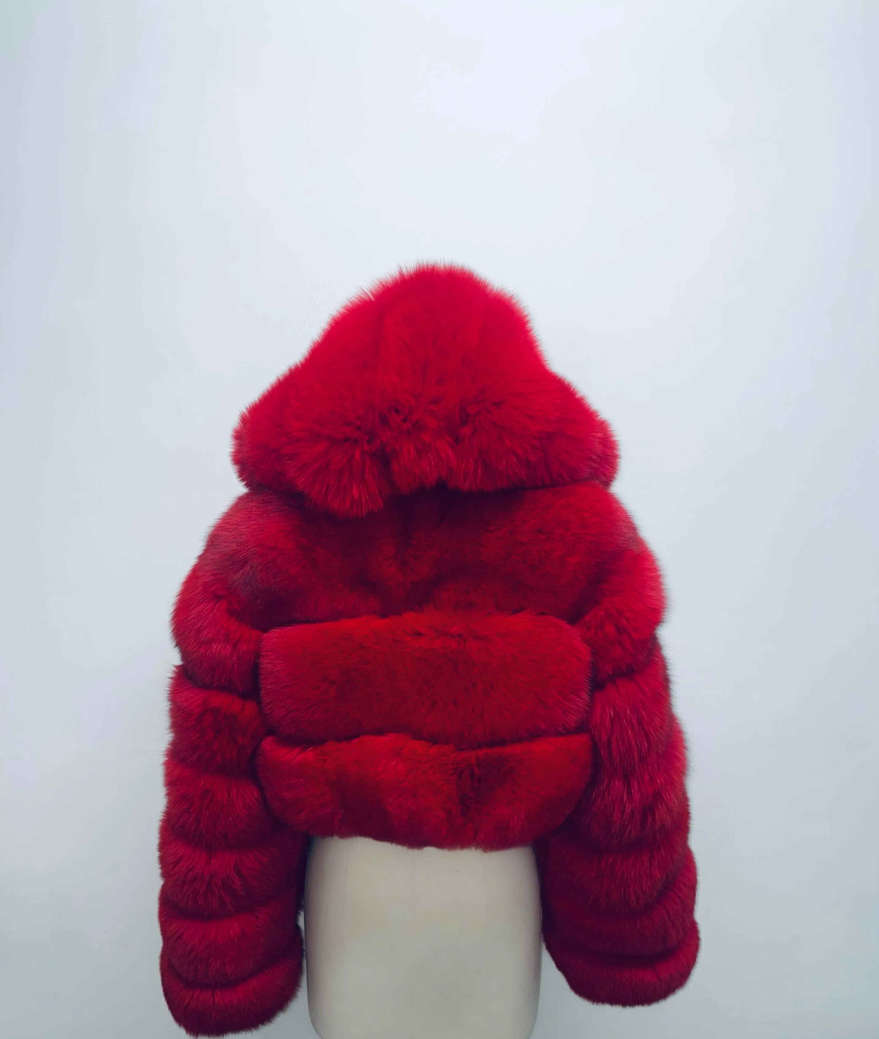 Fallon Aurielle Cherrie Fox Fur Zipper Jacket (Red)