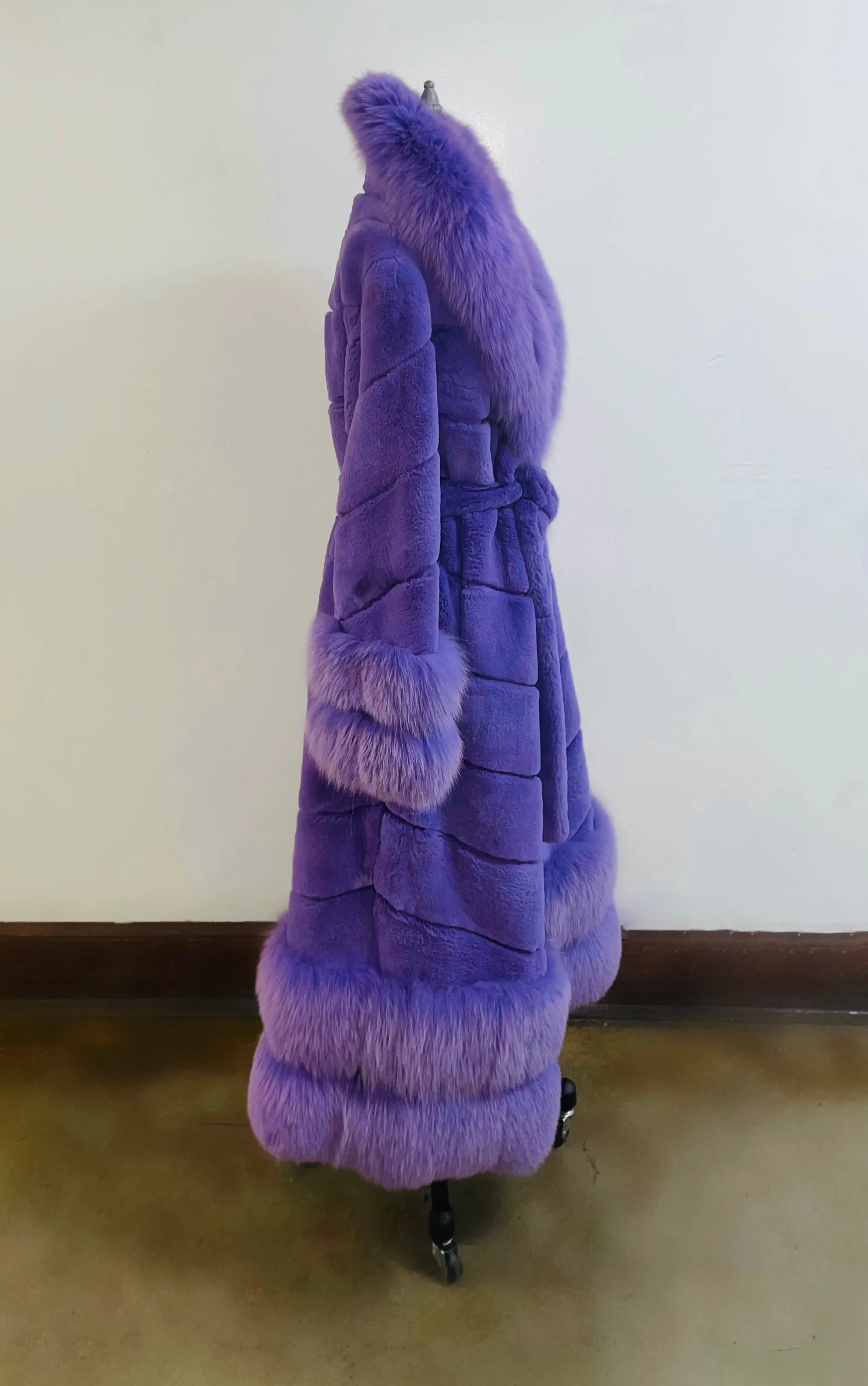 Fallon Aurielle Fox & Mink Fur Sheared Coat (Lavender Purple)