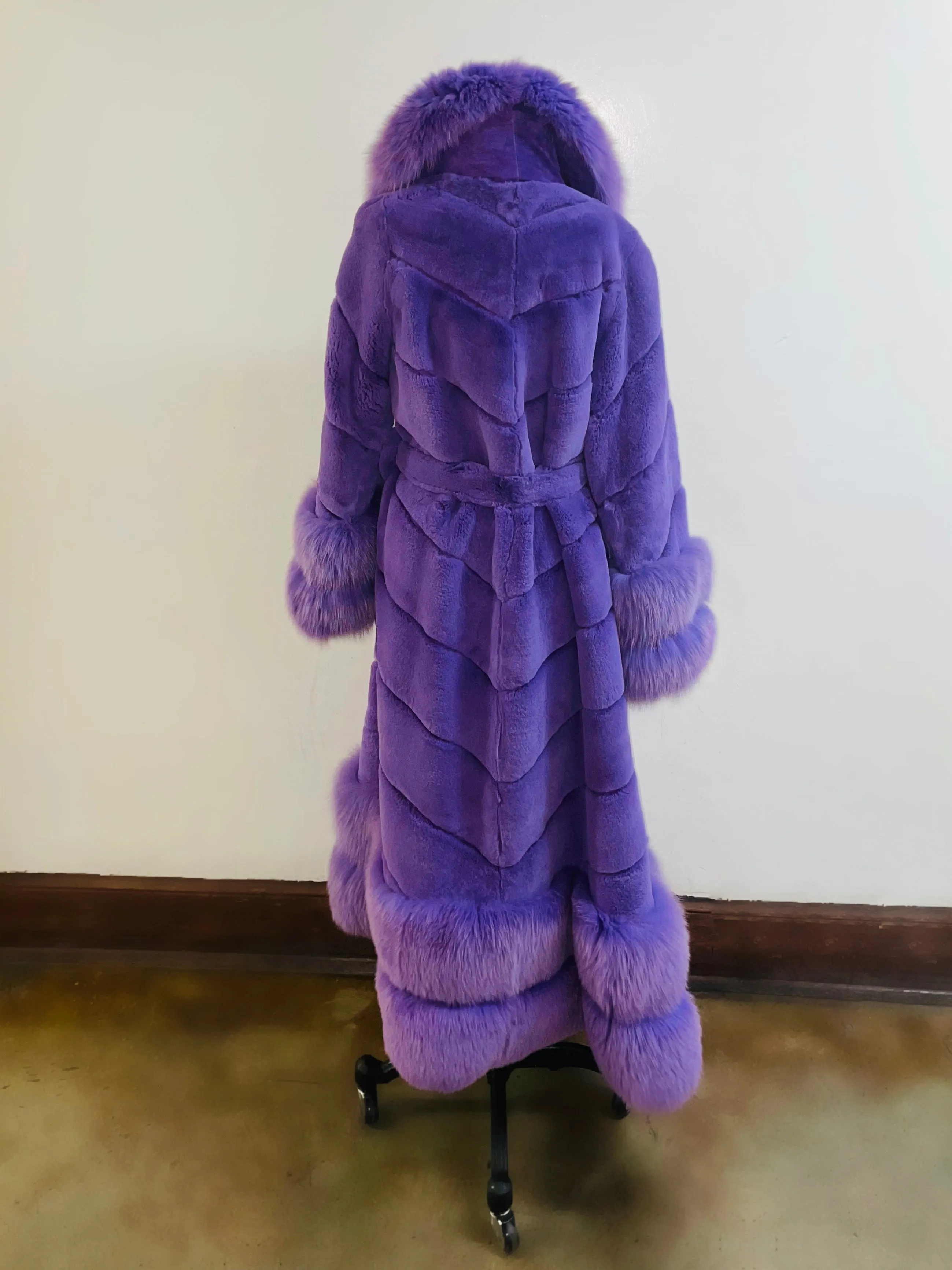 Fallon Aurielle Fox & Mink Fur Sheared Coat (Lavender Purple)