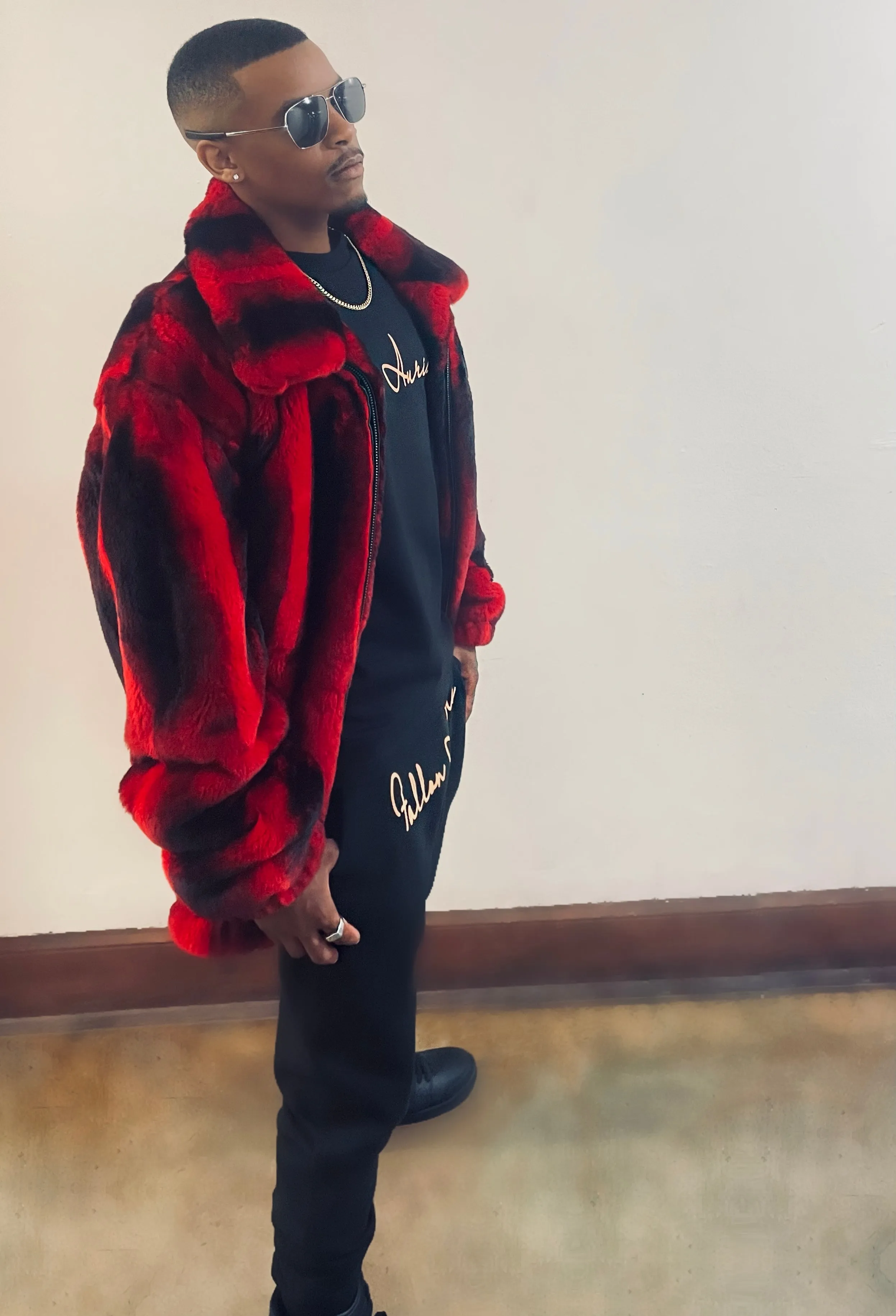 Fallon Aurielle Revenge Rex Chinchilla Jacket (Red & Black)