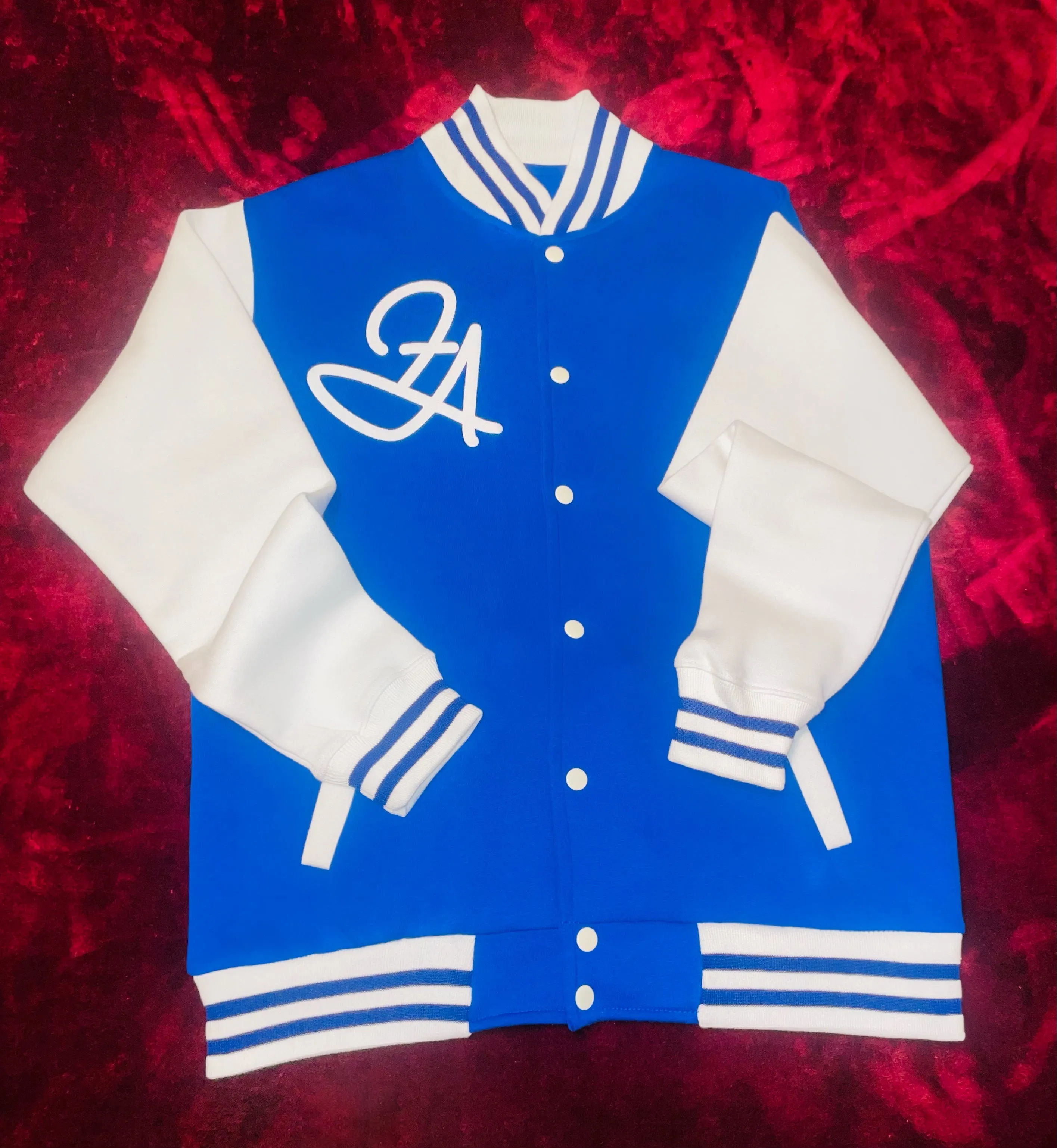 Fallon Aurielle Unisex Signature Aquarius  Logo & Name Zodiac Jacket (Royal Blue & White)