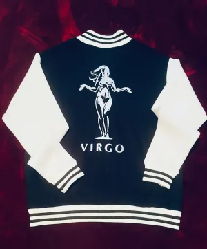 Fallon Aurielle Unisex Signature Virgo Virgin Woman Logo & Name Zodiac Jacket (Black, Metallic Silver & White)