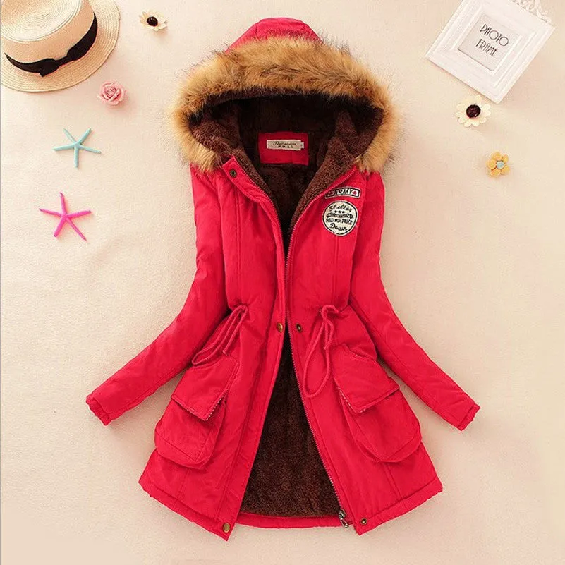 Fashion Autumn Warm Winter Fur Collar Coats Jackets for Women Women's Long Parka Plus Size Parka Hoodies