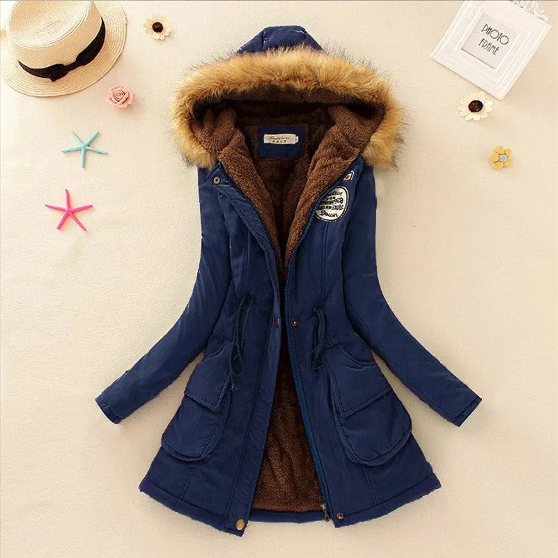 Fashion Autumn Warm Winter Fur Collar Coats Jackets for Women Women's Long Parka Plus Size Parka Hoodies