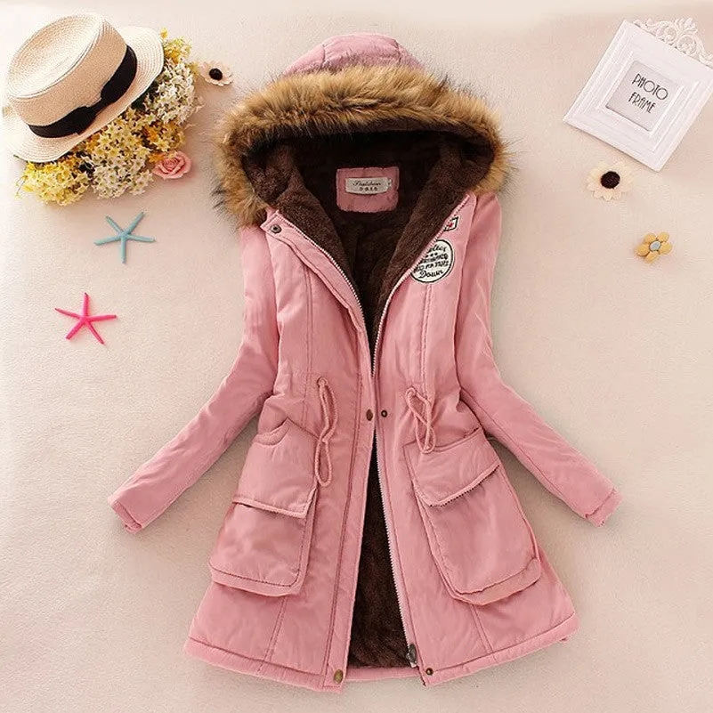 Fashion Autumn Warm Winter Fur Collar Coats Jackets for Women Women's Long Parka Plus Size Parka Hoodies