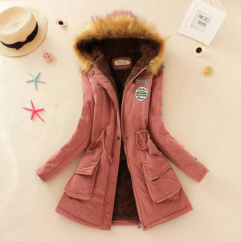 Fashion Autumn Warm Winter Fur Collar Coats Jackets for Women Women's Long Parka Plus Size Parka Hoodies