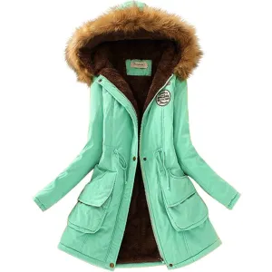 Fashion Autumn Warm Winter Fur Collar Coats Jackets for Women Women's Long Parka Plus Size Parka Hoodies