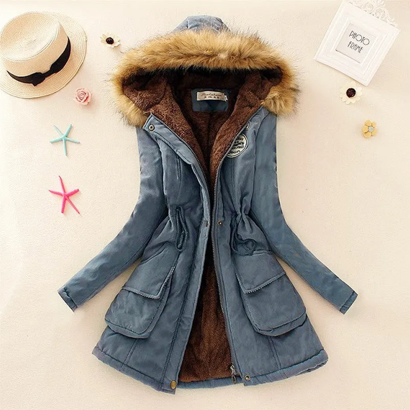 Fashion Autumn Warm Winter Fur Collar Coats Jackets for Women Women's Long Parka Plus Size Parka Hoodies