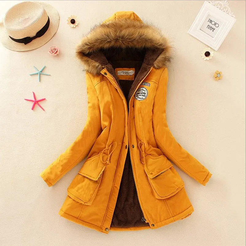 Fashion Autumn Warm Winter Fur Collar Coats Jackets for Women Women's Long Parka Plus Size Parka Hoodies