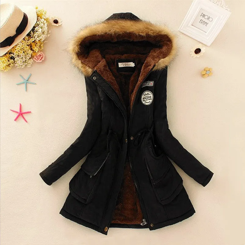 Fashion Autumn Warm Winter Fur Collar Coats Jackets for Women Women's Long Parka Plus Size Parka Hoodies