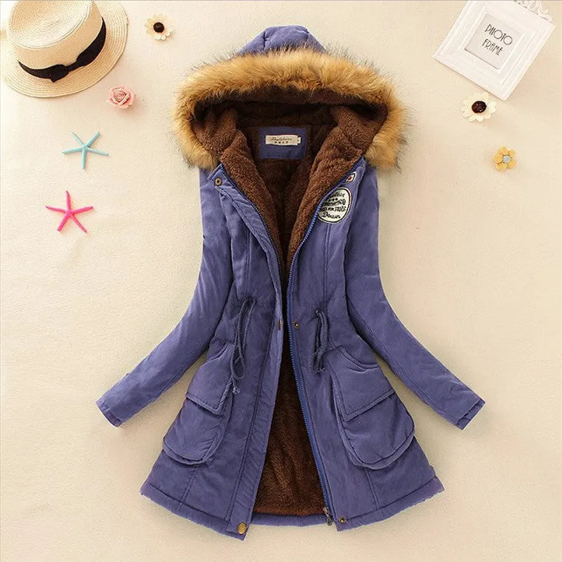 Fashion Autumn Warm Winter Fur Collar Coats Jackets for Women Women's Long Parka Plus Size Parka Hoodies