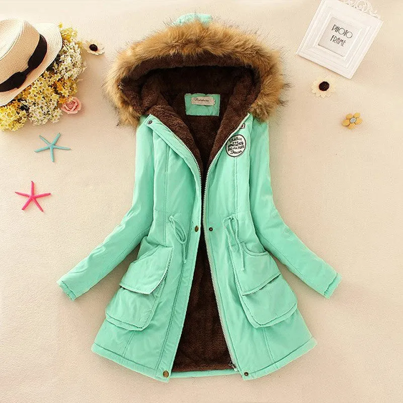 Fashion Autumn Warm Winter Fur Collar Coats Jackets for Women Women's Long Parka Plus Size Parka Hoodies