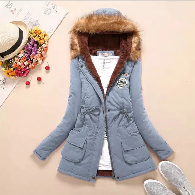 Fashion Autumn Warm Winter Fur Collar Coats Jackets for Women Women's Long Parka Plus Size Parka Hoodies