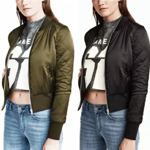 Fashion Brand Warm Women Zip Up Quilted Coat Jacket Short Slim Padded Bomber Fleece Pocket Outerwear S--2XL