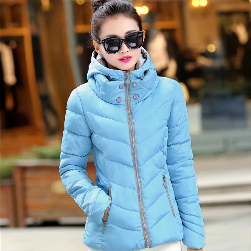Fashion Down & Parkas Warm Coat Women Light Thick Plus Size Hooded Jacket Female Outerwear C1728