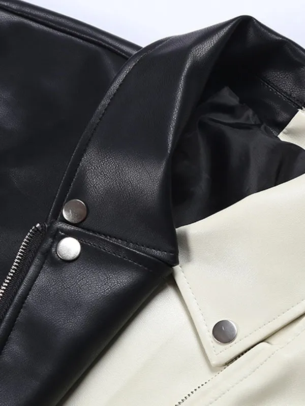 Fashion Moto Biker Faux Soft Leather Jacket with Belt