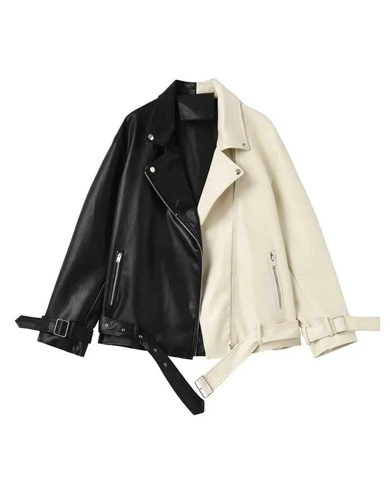 Fashion Moto Biker Faux Soft Leather Jacket with Belt