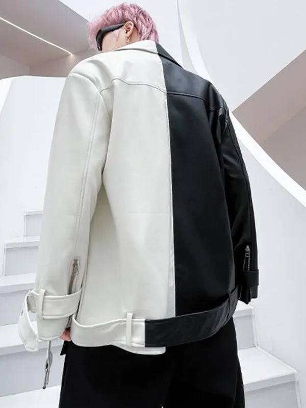 Fashion Moto Biker Faux Soft Leather Jacket with Belt