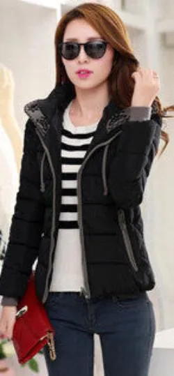 Fashion Women Down jacket Big yards Thickening Super Warm Coats Hooded Jacket Splicing Slim Women Coat G1558