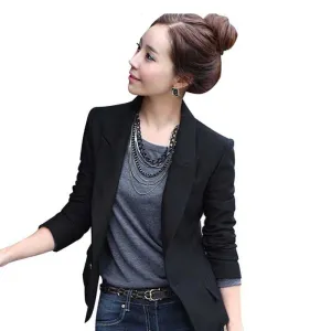 Fashion Women's One Button Slim Casual Business Suit Jacket Outwear Black Jackets
