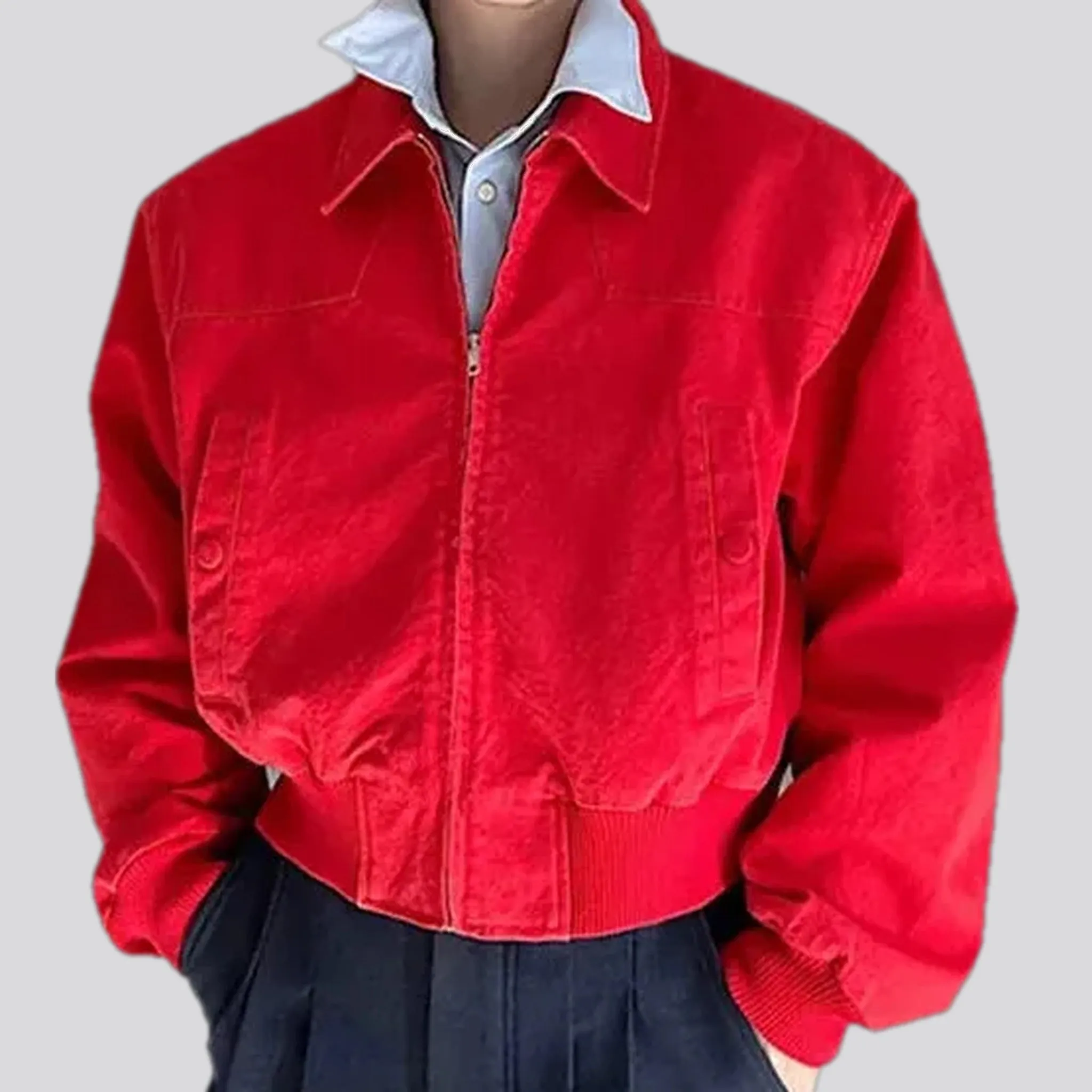Fashionable extra-large men's jeans bomber jacket